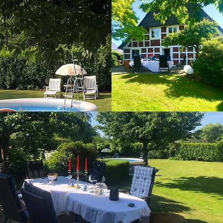 Apartment Kamin Ofen Wohnung -Altes Landhaus Oste- 2 Schlafzimmer, Terrasse, Pool, Kueche, Bad,Wlan,Kuehl Im Sommer, Nah Am Nordsee Strand *